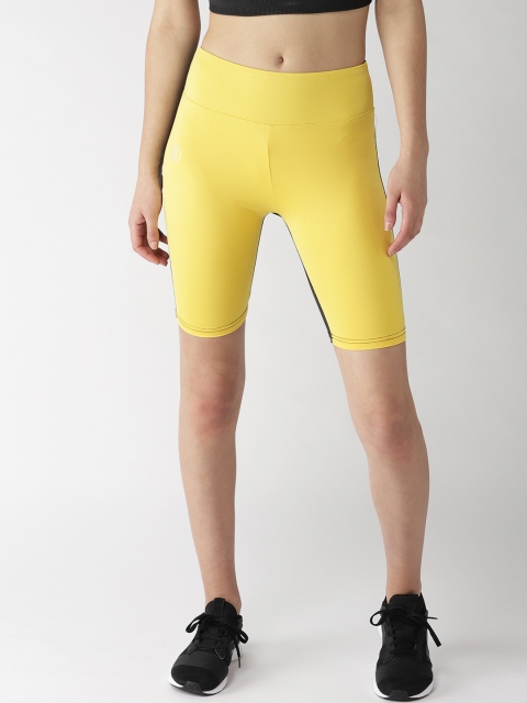 

Chkokko Women Yellow & Black Solid Yoga Shorts