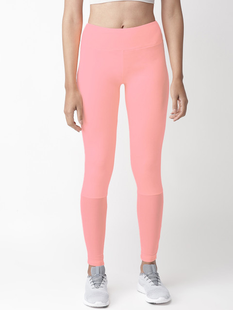 

Chkokko Women Neon Peach Slim Fit Solid Yoga Tights