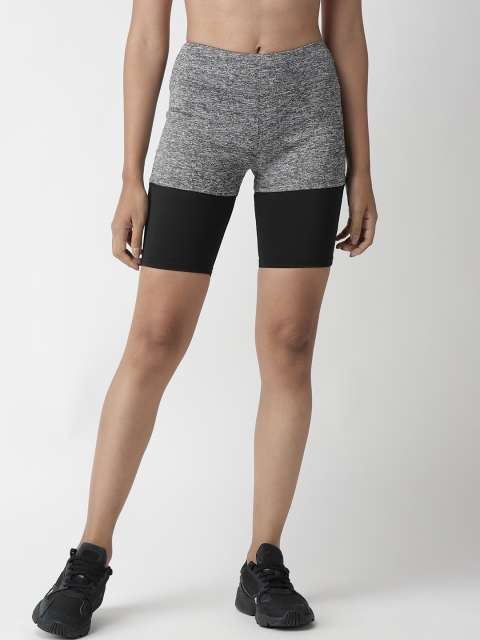 

Chkokko Women Charcoal Grey & Black Colourblocked Regular Fit Training Shorts
