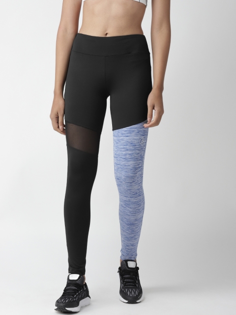 

Chkokko Women Black & Blue Colourblocked High-Rise Yoga Tights