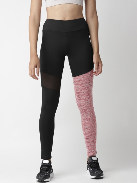 

Chkokko Women Black & Red Colourblocked High-Rise Yoga Tights