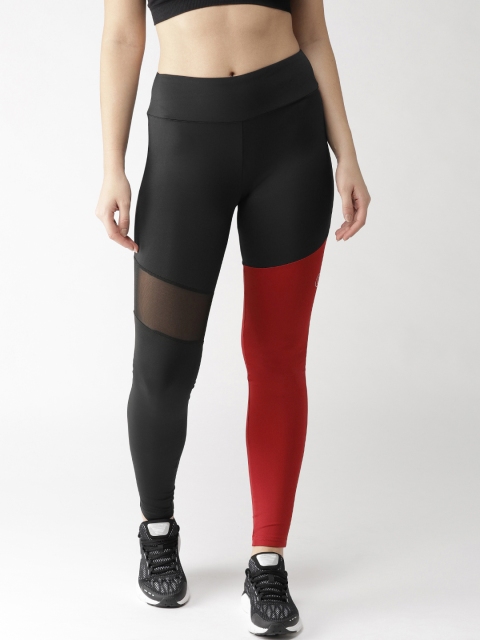 

Chkokko Women Black & Red Colourblocked Yoga Tights