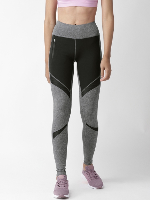 

Chkokko Women Grey & Black Slim Fit Colourblocked Yoga Tights