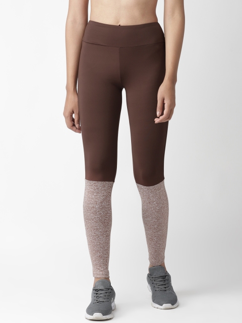 

Chkokko Women Brown Slim Fit Colourblocked Yoga Tights