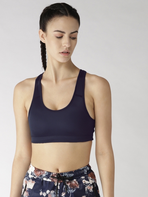 

Chkokko Navy Blue Solid Non-Wired Lightly Padded Sports Bra SPWBRA2108