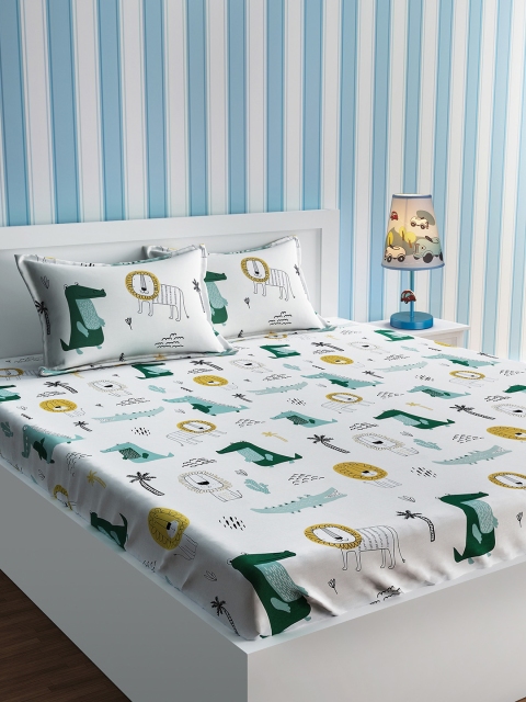 

URBAN DREAM Multicoloured Printed 210 TC Cotton 1 Queen Bedsheet with 2 Pillow Covers, Multi