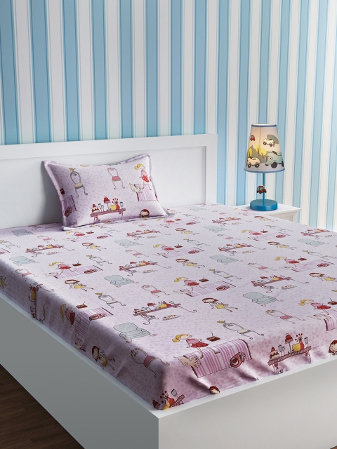 

URBAN DREAM Multicoloured Printed 210 TC Cotton 1 Single Bedsheet with 1 Pillow Covers, Multi
