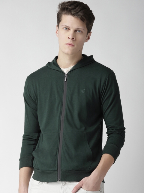 

Chkokko Men Green Solid Hooded Training Sweatshirt