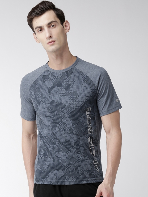 

Alcis Men Blue Printed Round Neck Training T-shirt