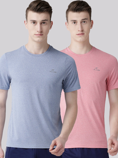 

Alcis Men Pack Of 2 Solid Slim Fit Round Neck Training T-Shirts, Blue