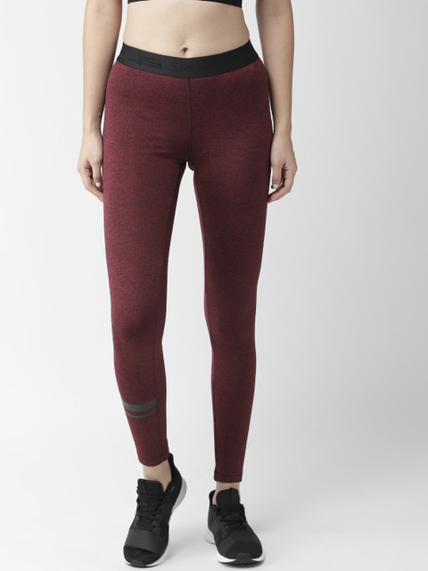 

Alcis Women Maroon Solid Ankle-Length Tights