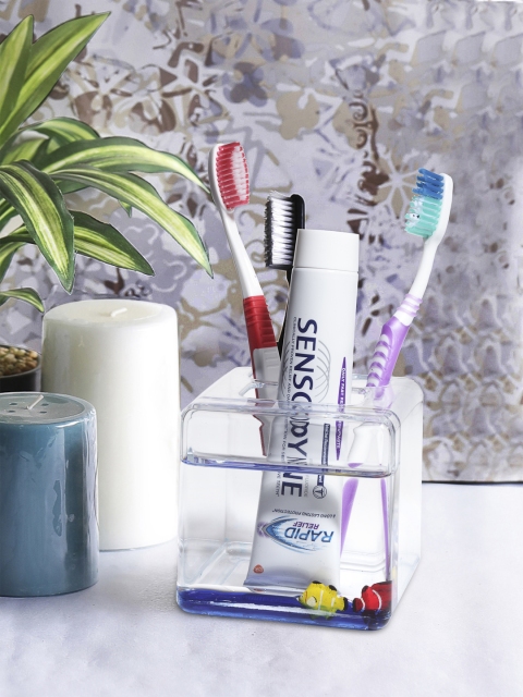 

OBSESSIONS Transparent & Blue Acrylic Toothbrush Holder