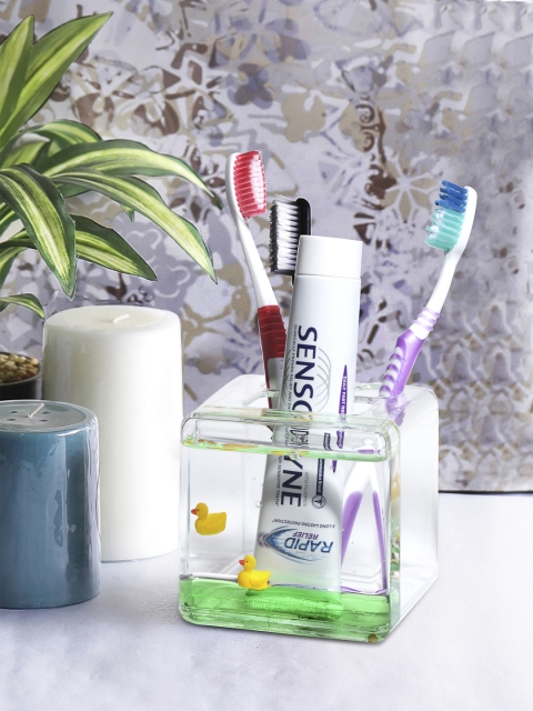 

OBSESSIONS Transparent & Green Acrylic Toothbrush Holder