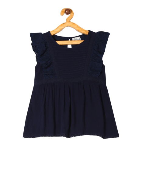 

Cherokee Girls Blue Solid Empire Top