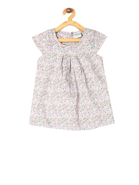 

Cherokee Girls Grey Floral Print Empire Pure Cotton Top