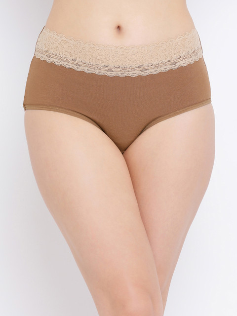 

Clovia Women Brown Solid High Rise Hipster Briefs PN3305P06XL