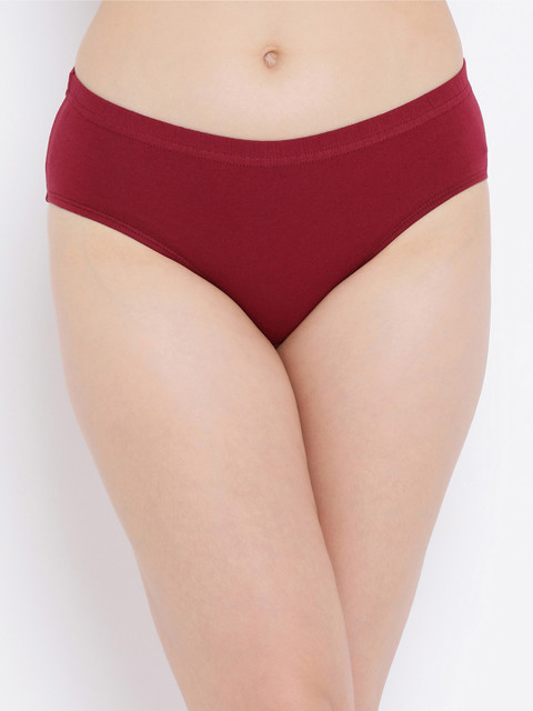 

Clovia Women Maroon Solid Mid Rise Hipster Briefs PN3254P09XL