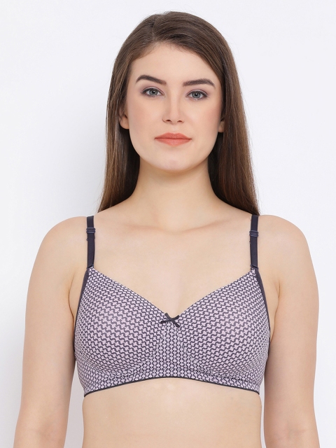 

Clovia Padded Non-Wired Printed T-Shirt Bra, Purple