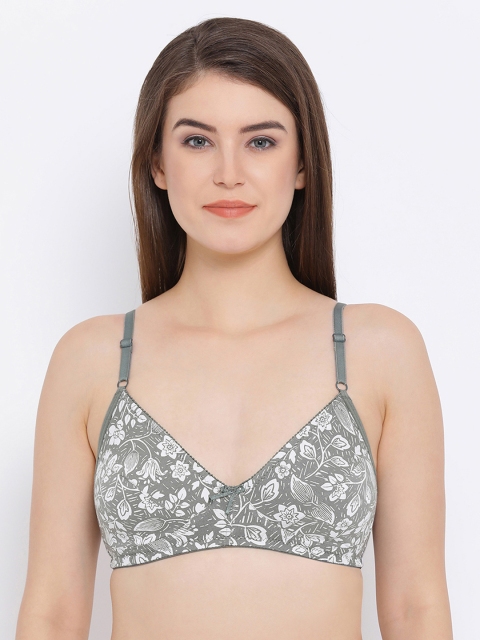 

Clovia Cotton Non-Padded Non-Wired Floral Print Bra, Grey