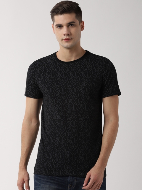 

Peter England Casuals Men Black & Grey Printed Round Neck T-shirt