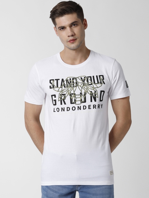 

Peter England Casuals Men White Printed Round Neck T-shirt