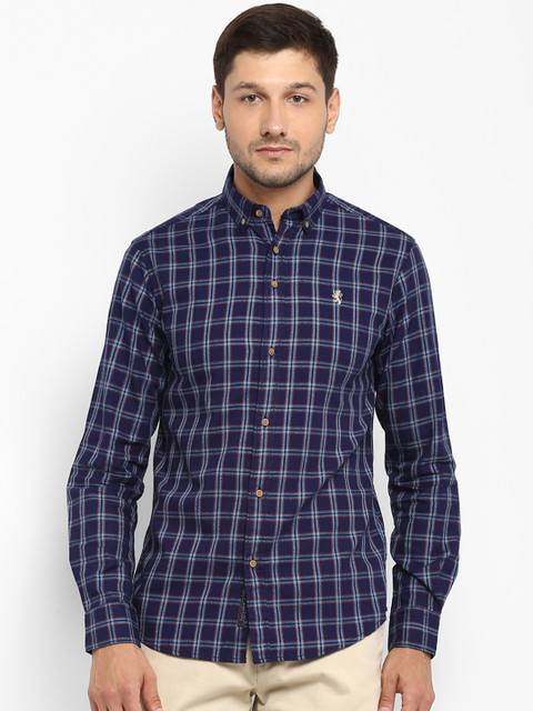 

Red Tape Men Blue Regular Fit Checked Cotton Casual Shirt