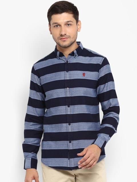 

Red Tape Men Blue Regular Fit Striped Cotton Casual Shirt