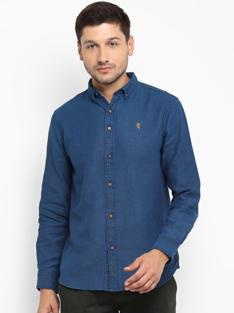 

Red Tape Men Navy Blue Regular Fit Self Design Cotton Casual Shirt