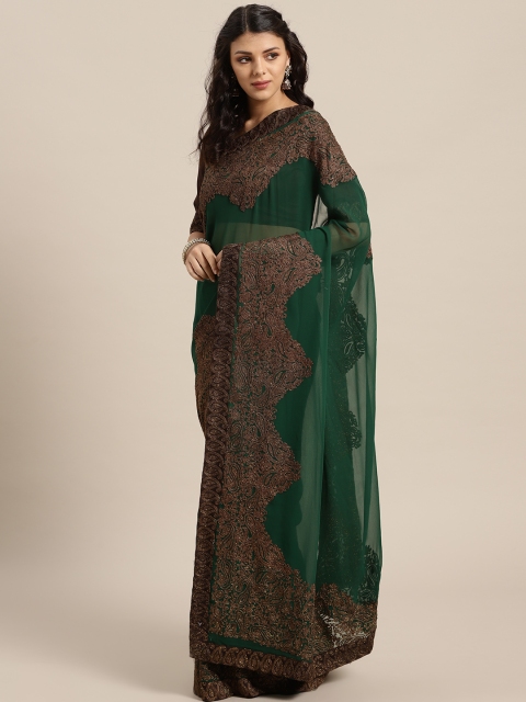 

Saree mall Women Green Solid Saree