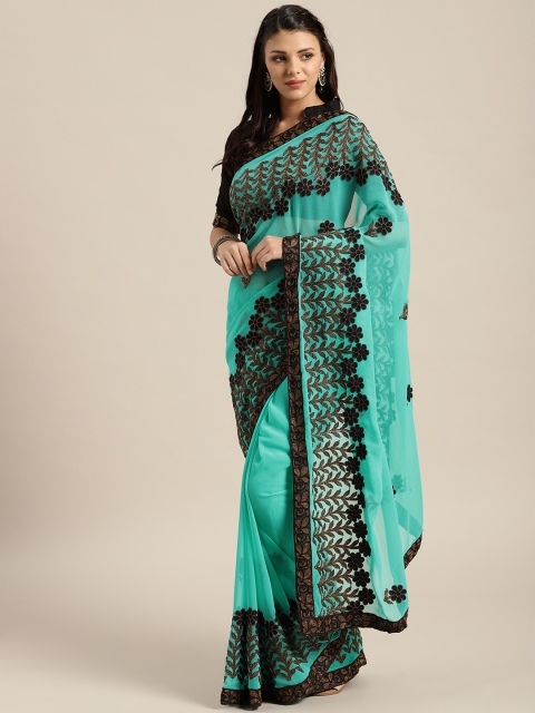 

Saree mall Green & Black Embroidered Saree