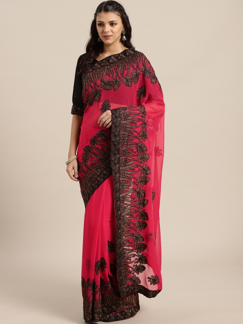 

Saree mall Red & Coffee Brown Embroidered Saree