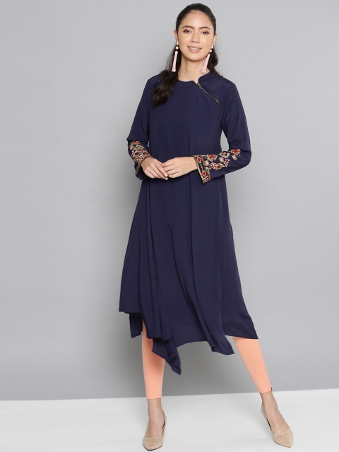 

Ritu Kumar Women Navy Blue Solid Layered A-Line Kurta