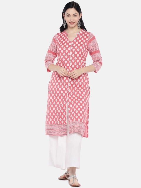 

Vedic Women Red Printed Straight Kurta