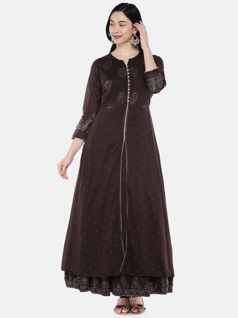 

Vedic Women Brown Embellished Anarkali Kurta