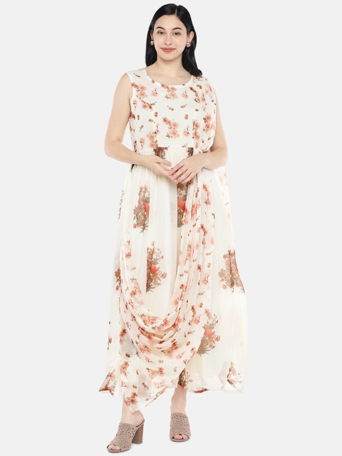 

Vedic Women Cream-Coloured Printed A-Line Kurta