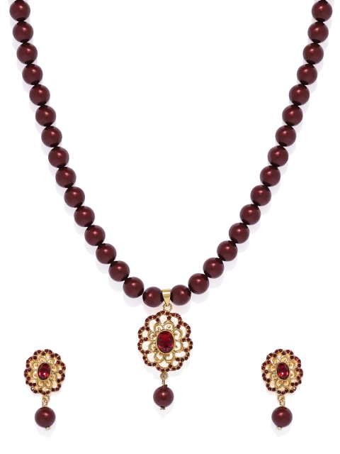 

Marron Swarovski Crystal Floral Necklace Stet, Maroon