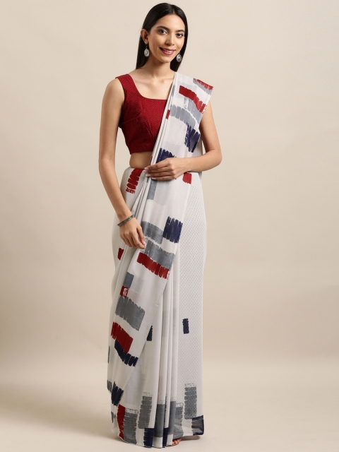 

Satrani Grey Printed Poly Georgette Saree