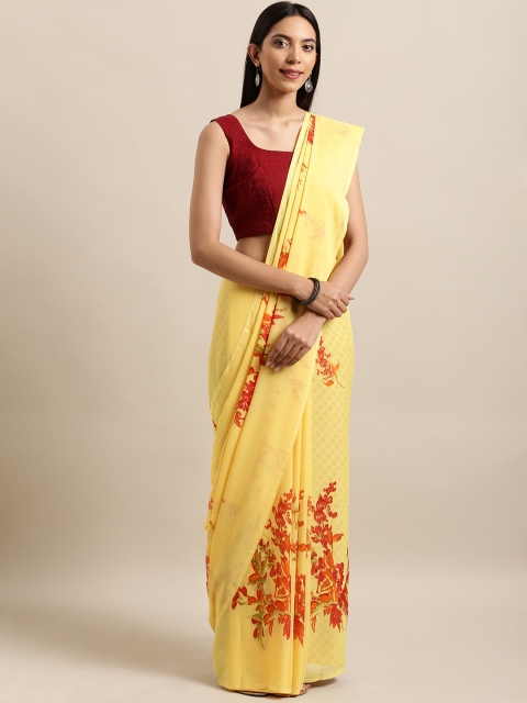 

Satrani Yellow Printed Saree