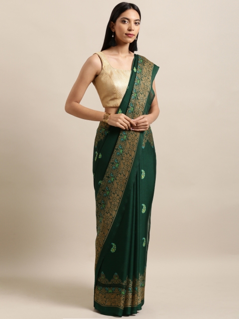 

Satrani Green Printed Poly Georgette Saree