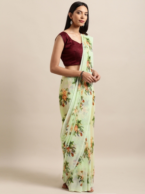 

Satrani Green Printed Poly Georgette Saree