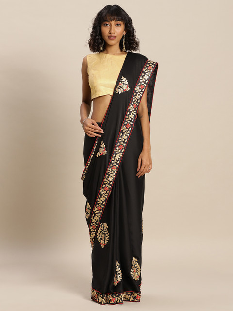 

Tikhi Imli Black Embroidered Poly Crepe Saree