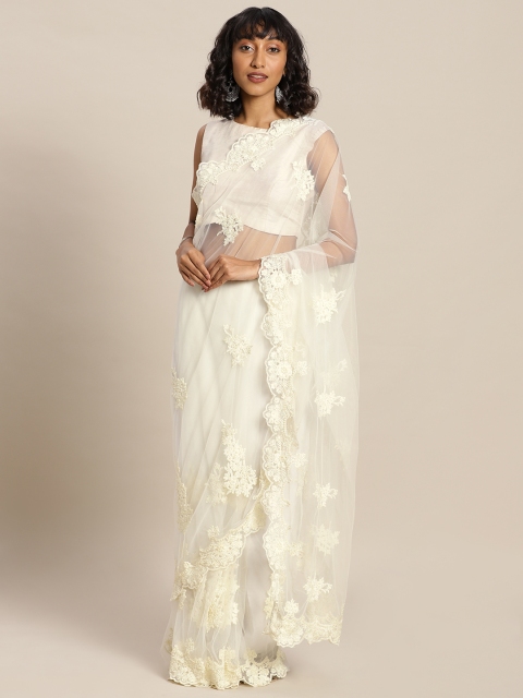 

Tikhi Imli Off-White Embroidered Net Saree