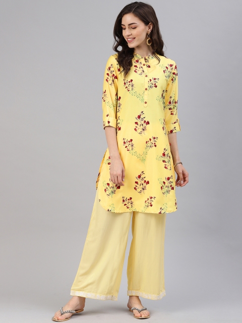 

Alena Women Yellow & Red Printed Straight Kurta