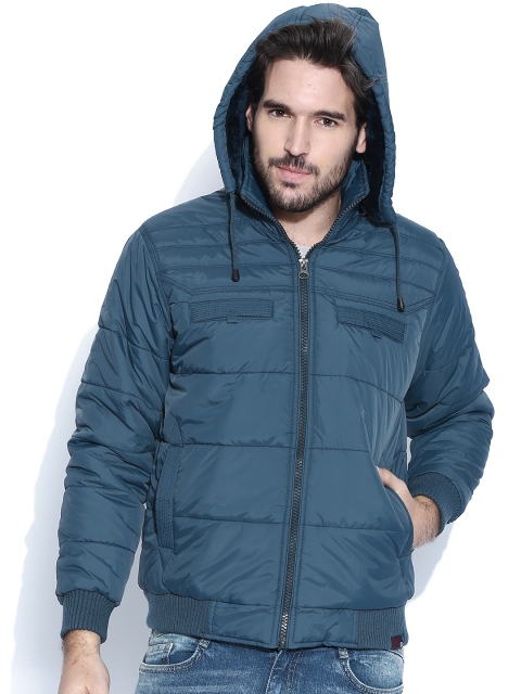 

Locomotive Teal Blue Hooded Padded Jacket
