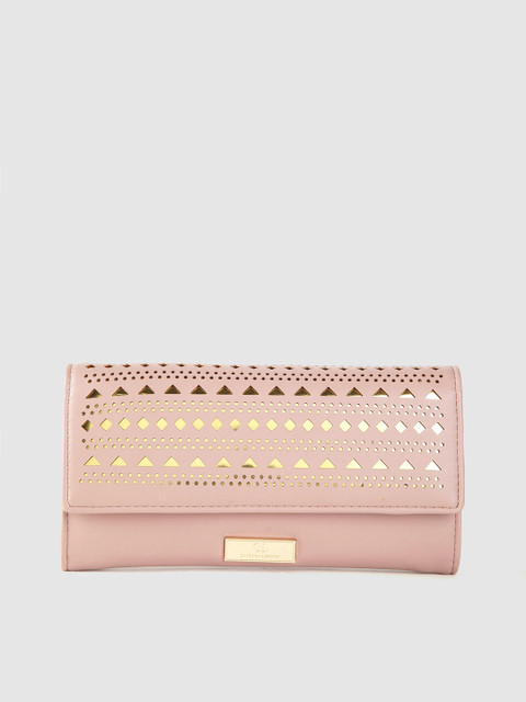 

Carlton London Women Peach-Coloured Cut-Work Detail Two Fold Wallet