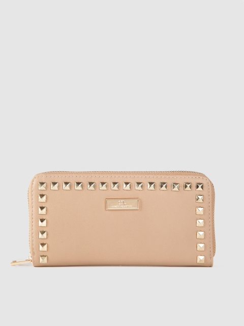 

Carlton London Women Beige Studded Zip Around Wallet