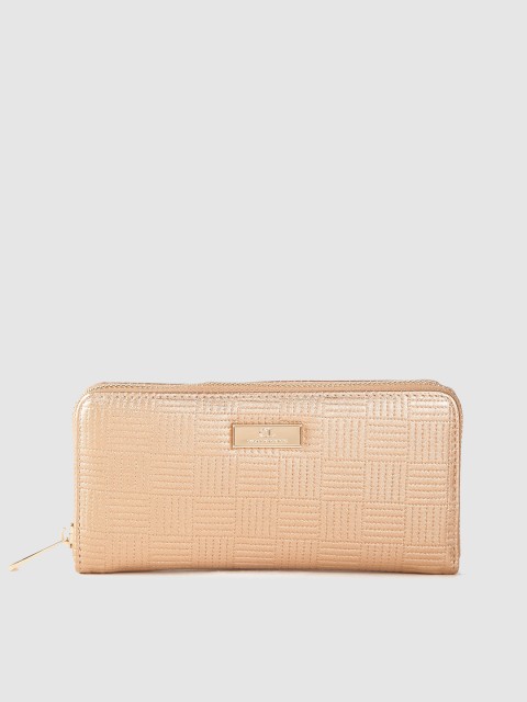 

Carlton London Women Rose Gold-Toned Self-Design Zip Around Wallet