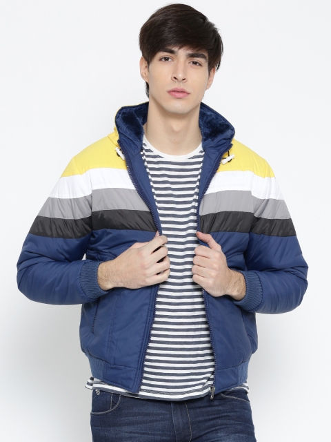 

Locomotive Navy & Yellow Padded Hooded Jacket, Navy blue