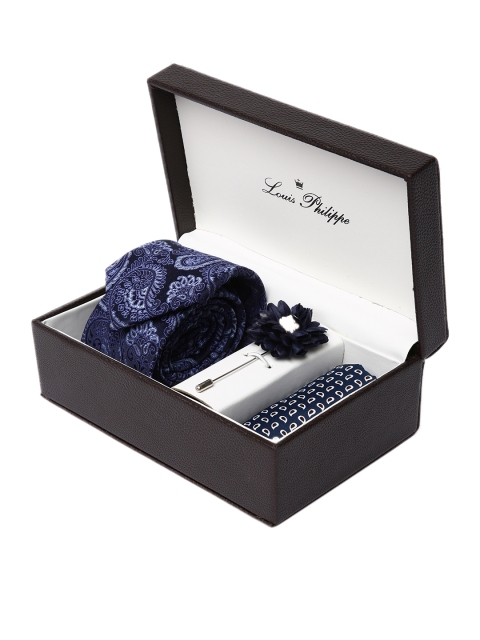 

Louis Philippe Men Navy Blue Printed Accessory Gift Set