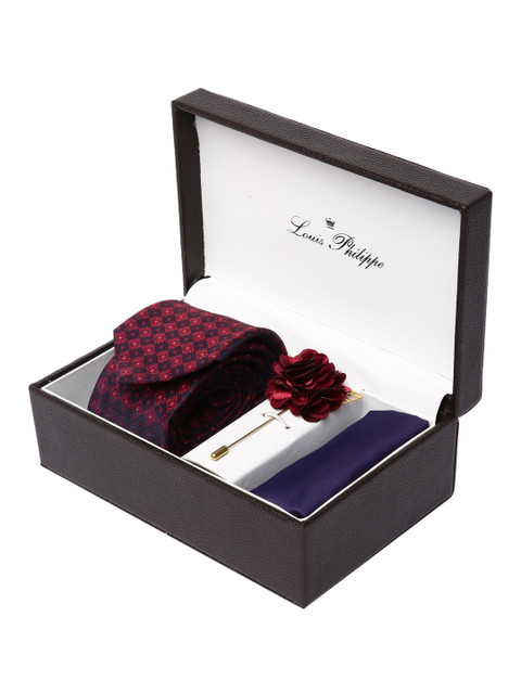 

Louis Philippe Men Navy Blue & Red Accessory Gift Set